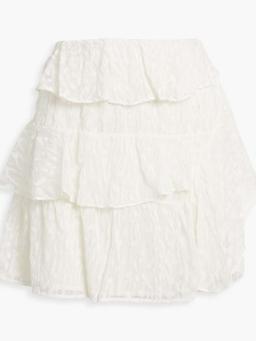 Looks tiered devoré silk-chiffon mini skirt
