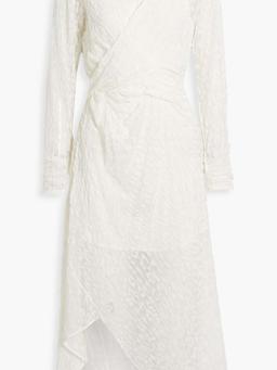 Lexa wrap-effect devoré silk-chiffon midi dress