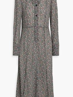 Printed crepe midi shirt dress