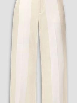 Neva two-tone paneled cotton and linen-blend flared pants