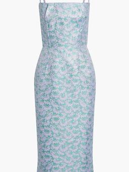 The Night Garden metallic floral-jacquard midi dress