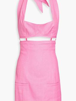 Limao cutout twill halterneck mini dress