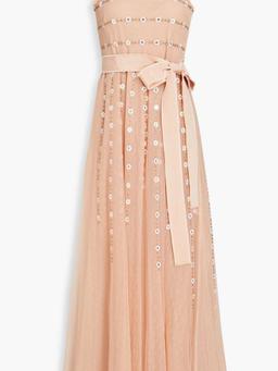 Embellished point d'esprit midi dress
