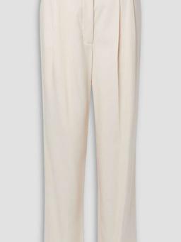 Pleated grain de poudre wool-blend wide-leg pants