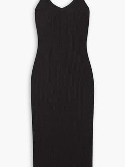 Ribbed linen-blend midi dress