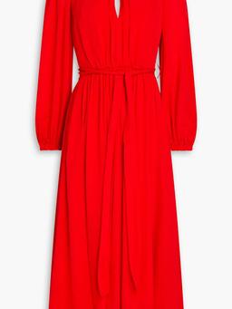 Gathered silk crepe de chine midi dress