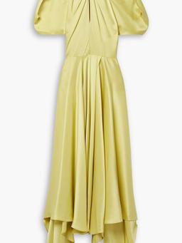 Asymmetric draped satin maxi dress