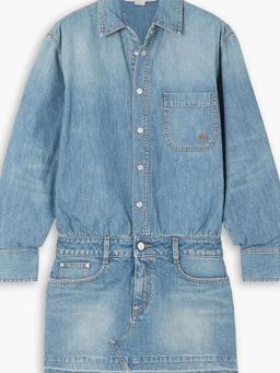 Embroidered denim mini dress