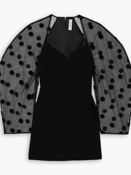 Flocked polka-dot tulle and cady mini dress