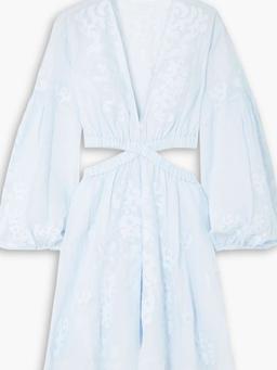 Irene cutout embroidered ramie mini dress