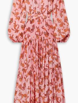 Annie tiered printed silk-crepon maxi dress