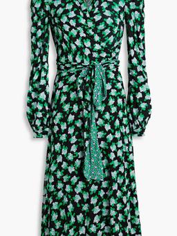 Phoenix reversible printed stretch-mesh midi wrap dress