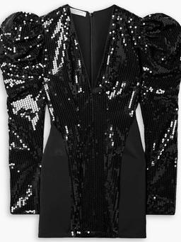 Sequined mesh mini dress