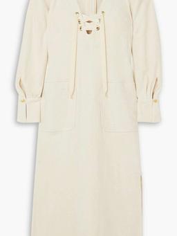 Camille lace-up cotton-terry midi dress