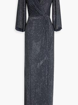 Luna wrap-effect embellished chiffon gown