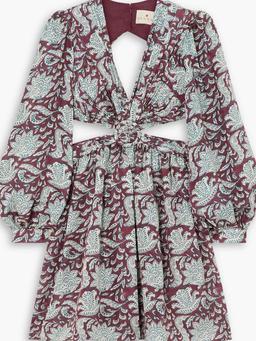 Mia cutout floral-print silk-voile mini dress