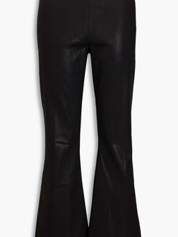 Coated denim flared pants