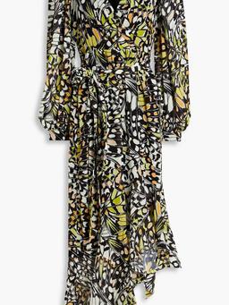 Wrap-effect printed chiffon dress