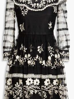 Embellished lace mini dress