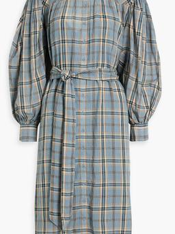 Fayette gathered checked cotton-voile dress