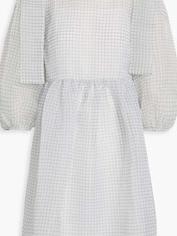 Max bow-embellished checked organza mini dress