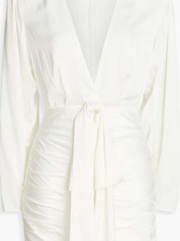 Ruched cutout satin mini dress