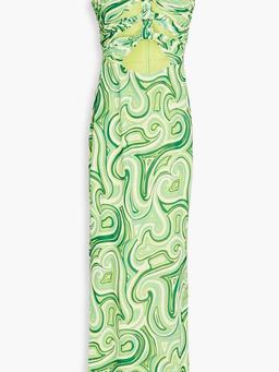 Lopte cutout printed crepe halterneck maxi dress