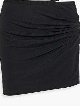 Ruched stretch-crepe mini skirt