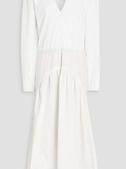 Cutout slub cotton midi dress