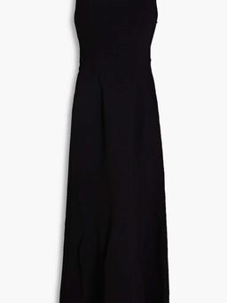 Lottie faux leather-trimmed crepe maxi dress