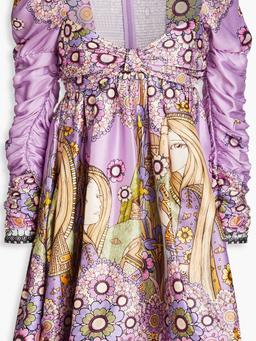 Knotted printed silk mini dress