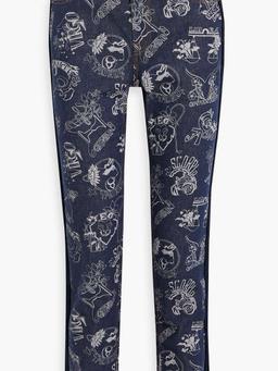 Printed high-rise slim-leg jeans