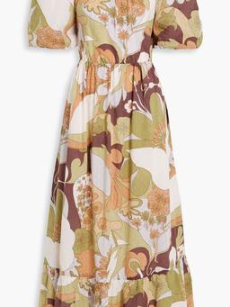 Bahia printed fil coupé cotton maxi dress