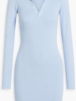 Ribbed cotton and cashmere-blend mini dress