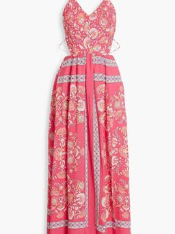 Dandy gathered printed crepe maxi dress