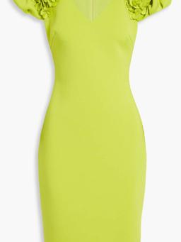 Floral-appliquéd scuba dress