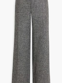 Herringbone tweed wide-leg pants