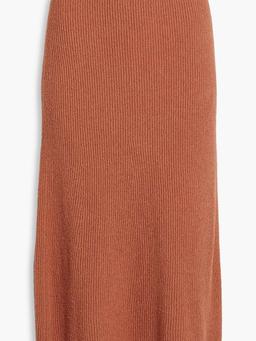 Soleil ribbed cotton-blend midi skirt