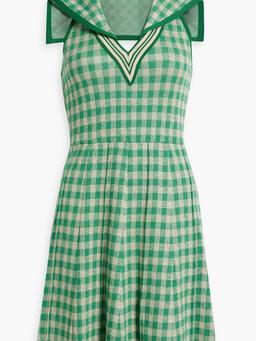 Gingham jacquard-knit dress