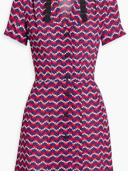 Printed crepe mini shirt dress