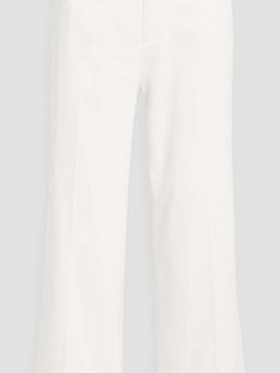 Cropped cotton-blend twill wide-leg pants
