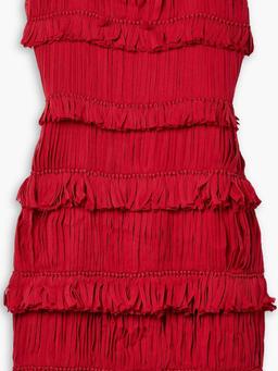 Valencia strapless fringed silk-crepe mini dress