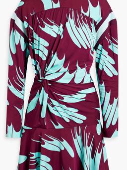 Twisted printed crepe mini dress