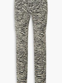 Zebra-jacquard stretch cotton-blend slim-leg pants