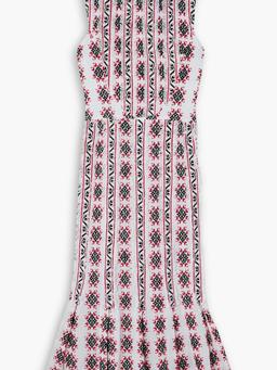 Frayed tiered cotton-jacquard midi dress