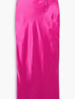 Cutout crystal-embellished silk-satin maxi skirt