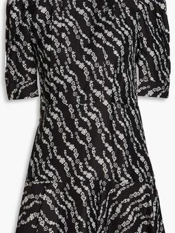 Crystal-embellished printed jacquard mini dress