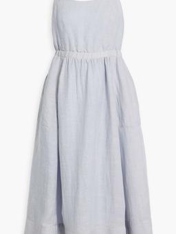 Eve gathered Lyocell and linen-blend twill midi dress