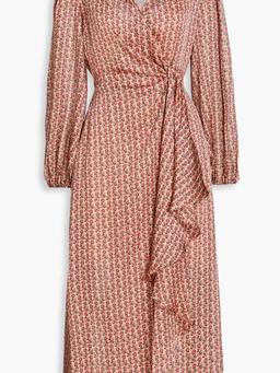 Wrap-effect floral-print satin midi dress