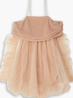 Cold-shoulder gathered tulle mini dress